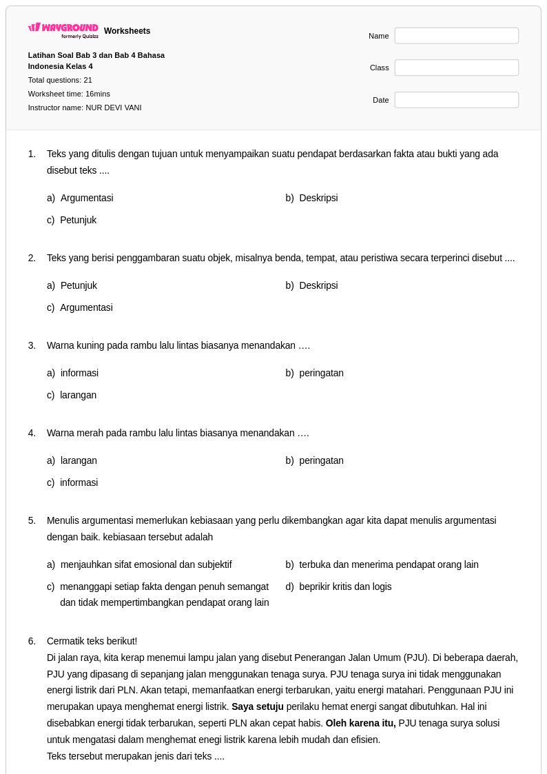 50 lembar kerja Lintas alam untuk Kelas 4 di Wayground Gratis 50 lembar kerja Lintas alam untuk Kelas 4 di Wayground Gratis