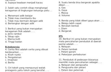 Soal Tematik 8 - Subtema 1 - Kelas 4 PDF
