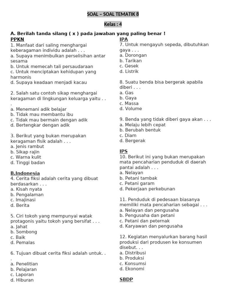 Ternyata Ini Rahasia Nilai Bagus dengan Latihan Bank Soal Tema 8 Subtema 1 Kelas 4 SD Ternyata Ini Rahasia Nilai Bagus dengan Latihan Bank Soal Tema 8 Subtema 1 Kelas 4 SD