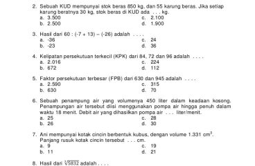 Soal Matematika Kelas 4 Semester 1 Kurikulum 2013 Dalchaebi